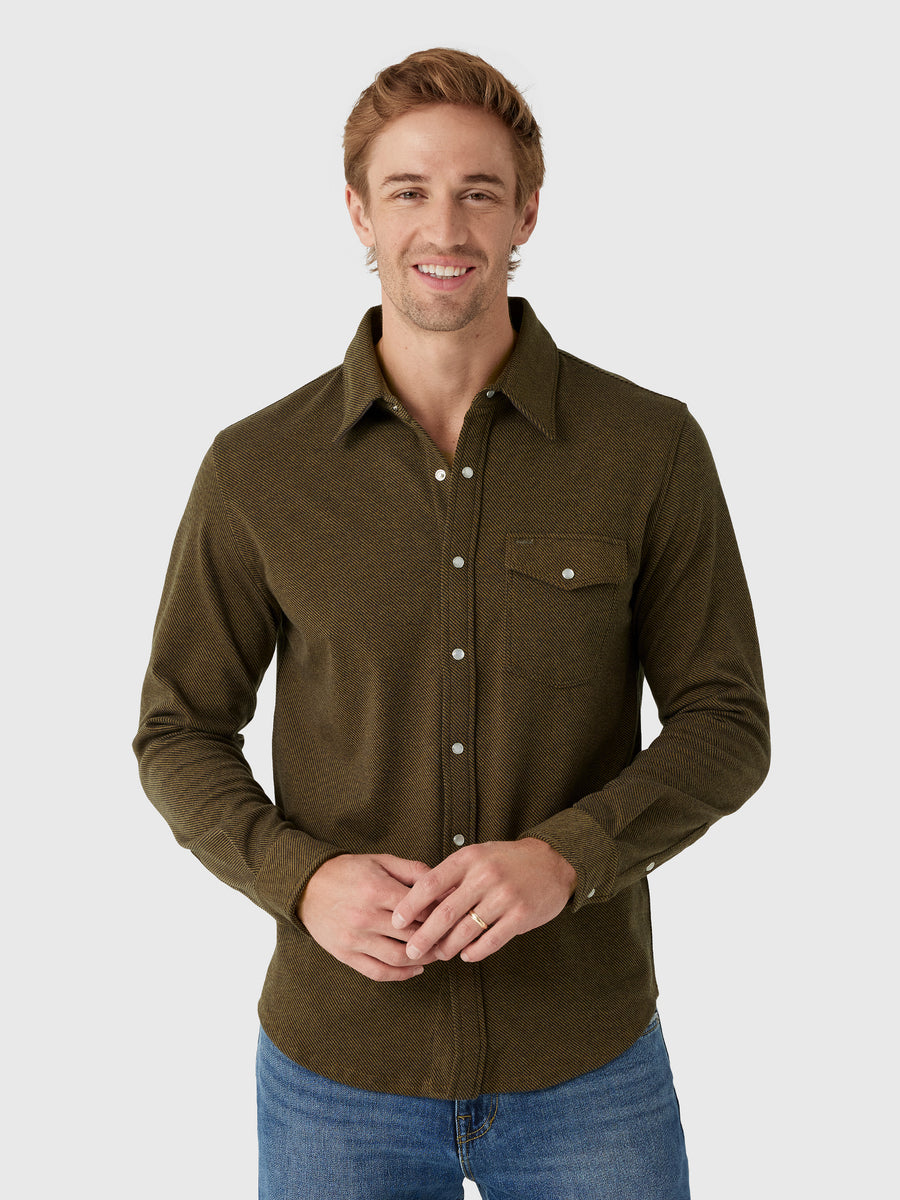 Criquet Men's Chill-Knit Twill Pearl Snap Shirt - Saint Bernard