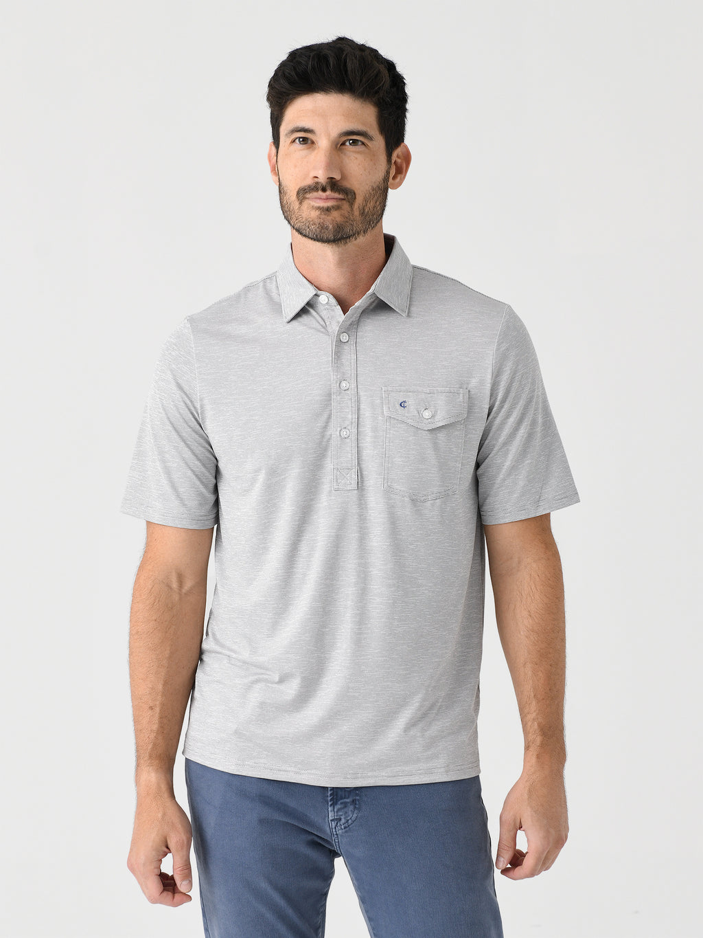 Criquet Men's Heather Performance Sport Players Polo - Saint Bernard