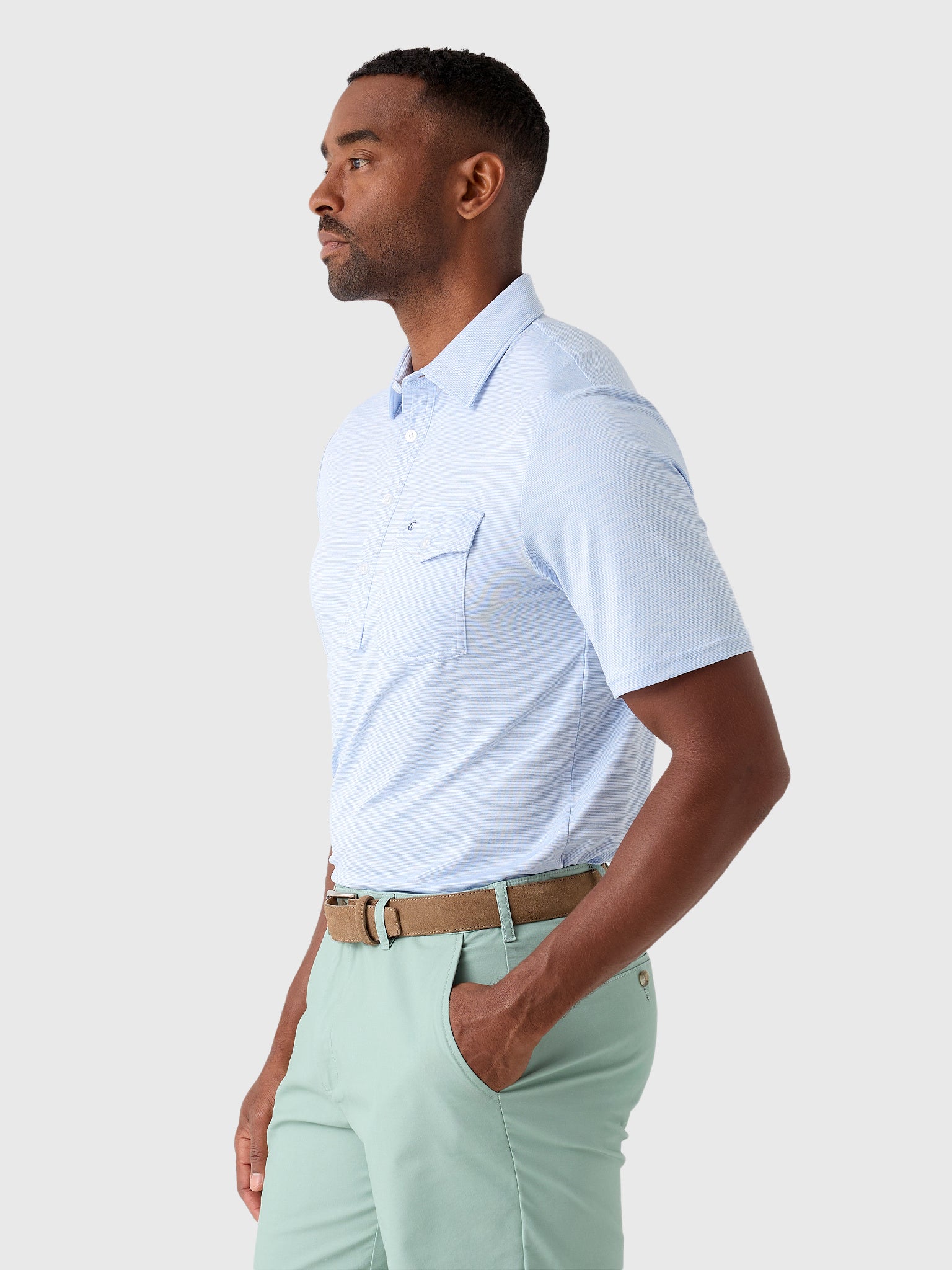 Criquet Men's Heather Performance Sport Players Polo - Saint Bernard
