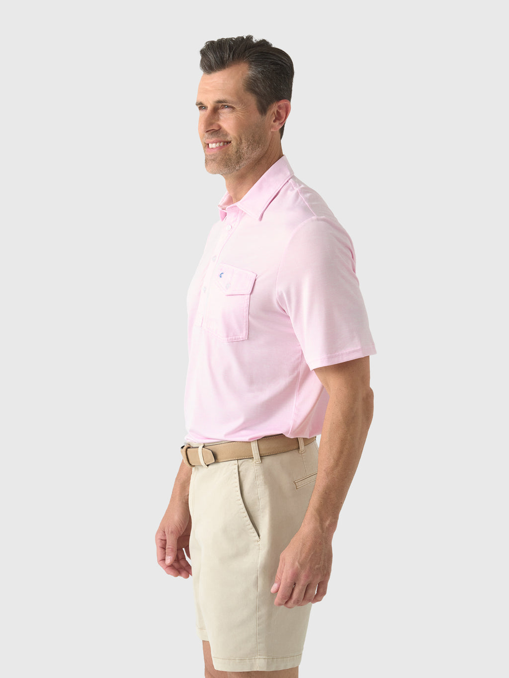 Criquet Men's Heather Performance Sport Players Polo - Saint Bernard