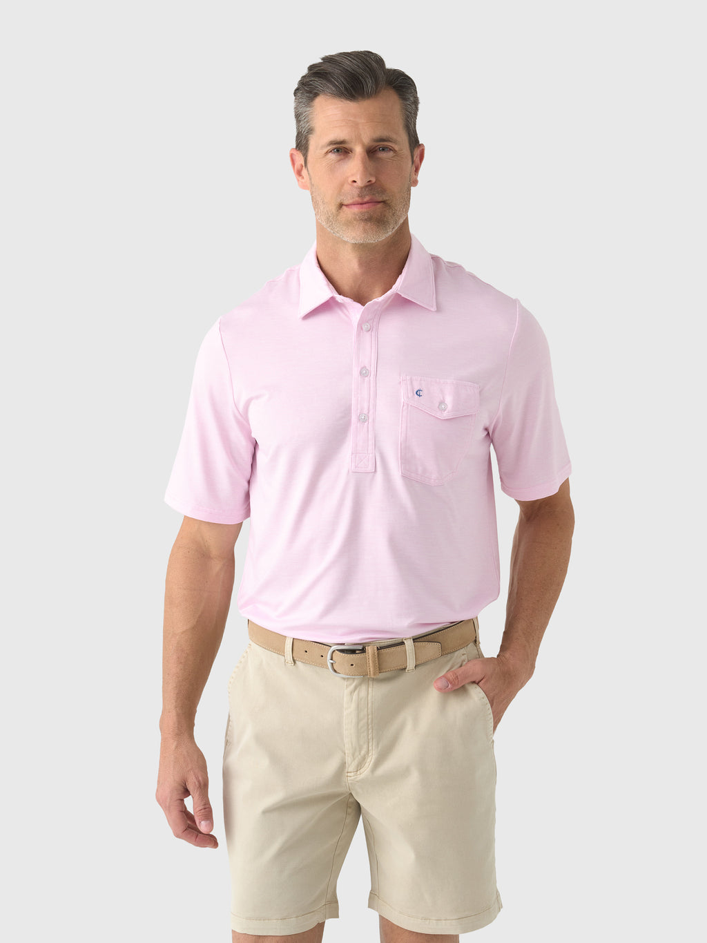 Criquet Men's Heather Performance Sport Players Polo - Saint Bernard