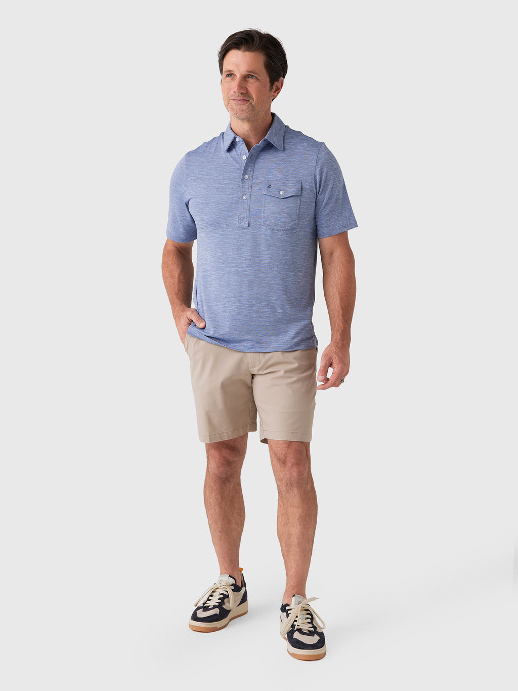 Criquet Men's Heather Performance Sport Players Polo - Saint Bernard