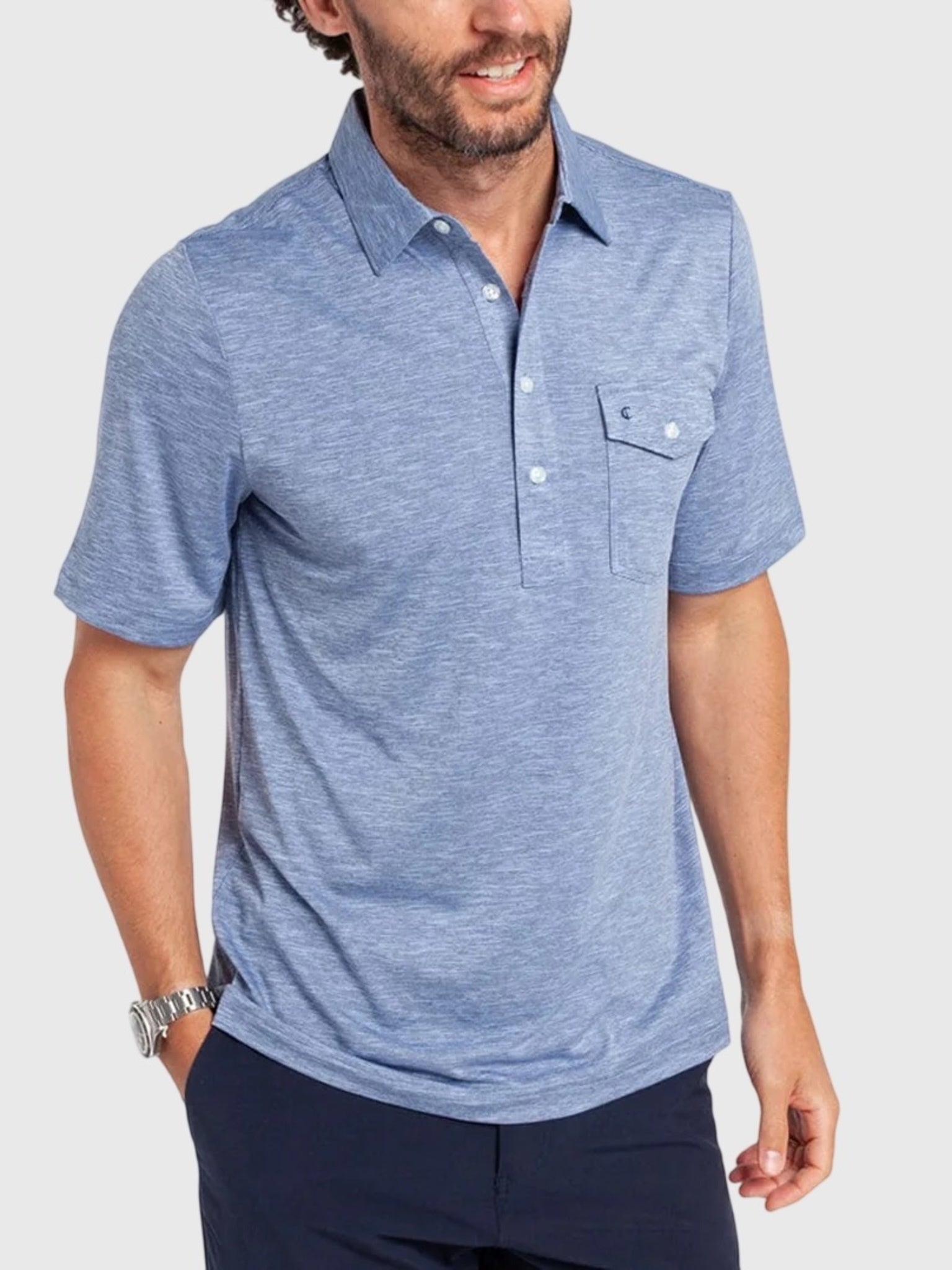 Criquet Men's Heather Performance Sport Players Polo