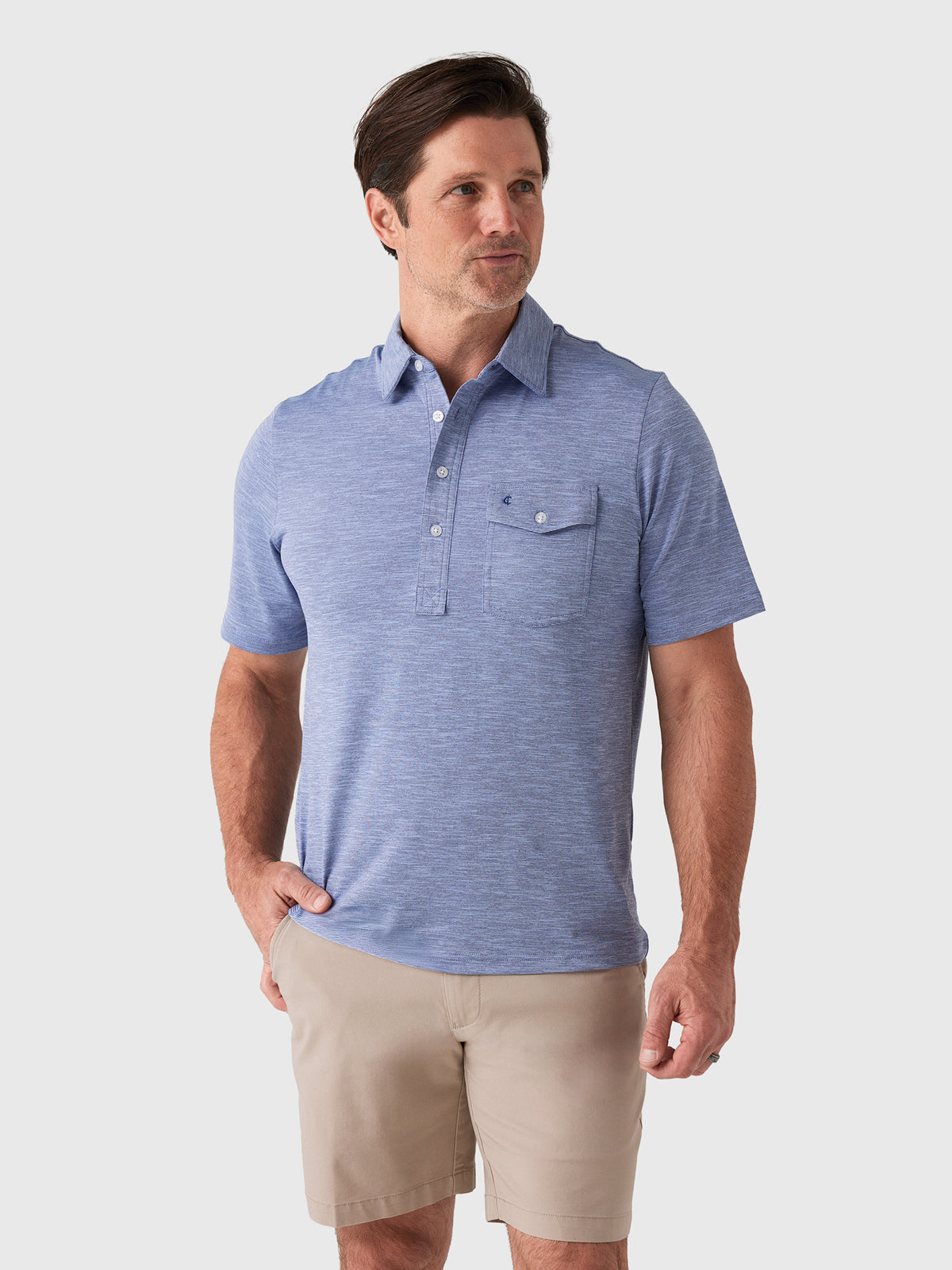 Criquet Men's Heather Performance Sport Players Polo - Saint Bernard