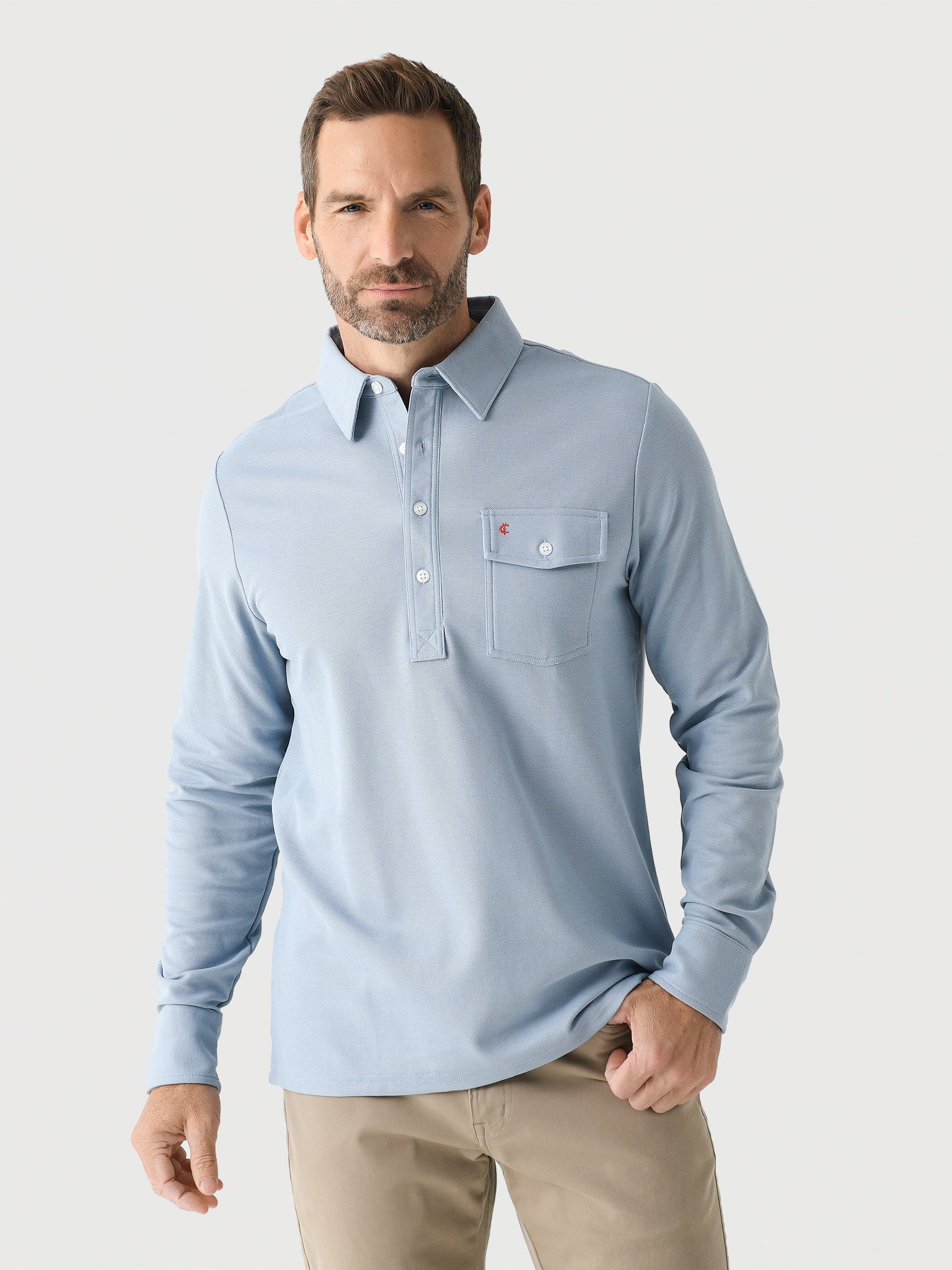 Criquet Men's Long Sleeve Players Polo - Saint Bernard