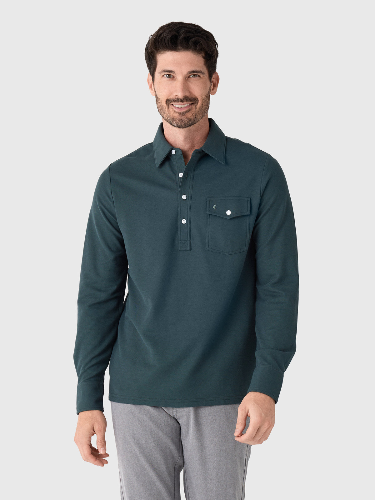 Criquet Men's Long Sleeve Players Polo - Saint Bernard