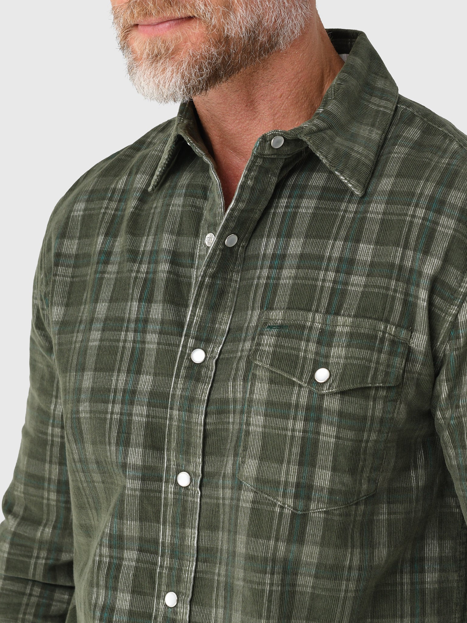 Criquet Men's Long Sleeve Corduroy Pearl Snap Shirt - Saint Bernard