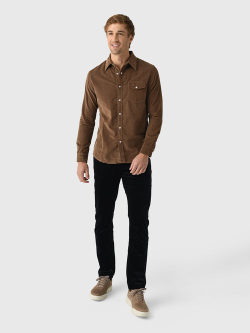 Criquet Men's Long Sleeve Corduroy Pearl Snap Shirt