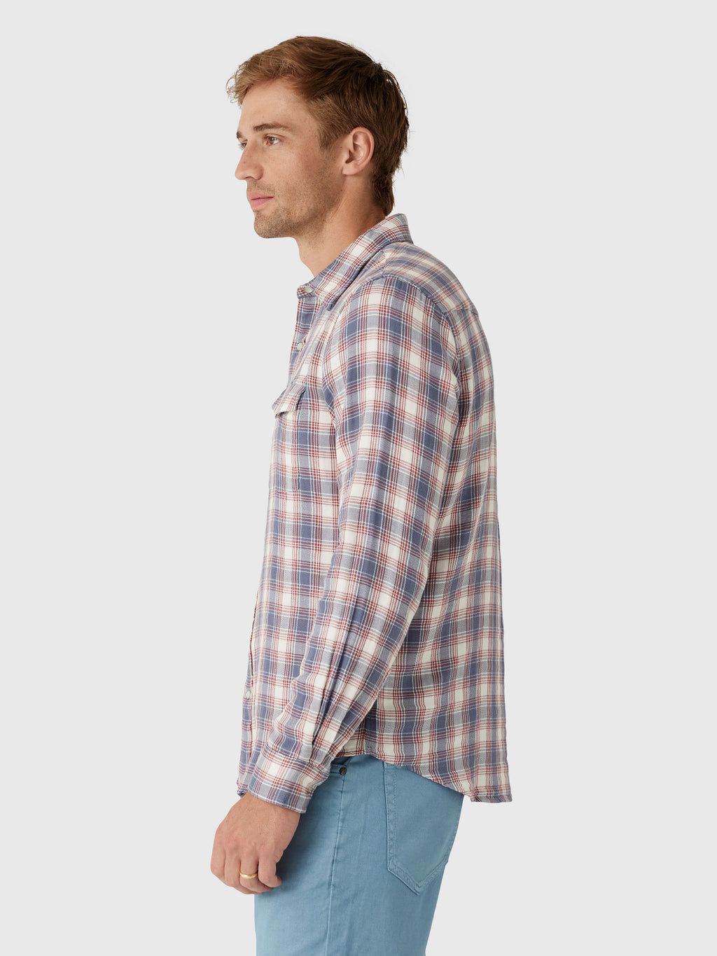 Criquet Men's Double Cloth Flannel Pearl Snap Shirt - Saint Bernard