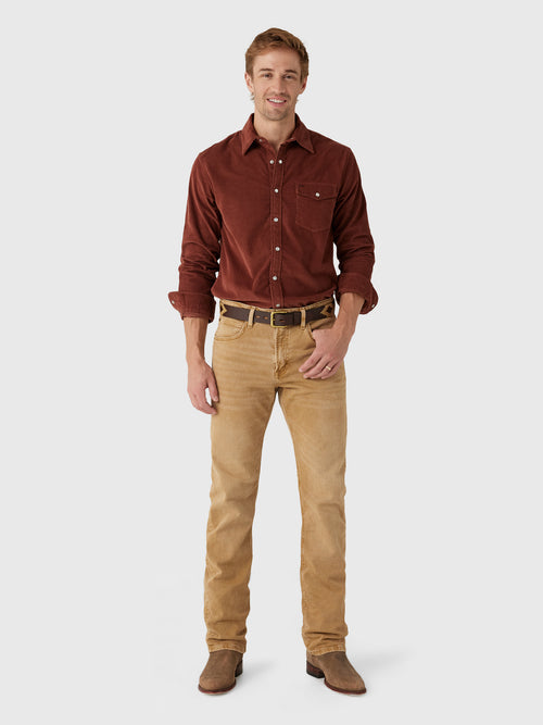 Criquet Men's Long Sleeve Corduroy Pearl Snap Shirt - Saint Bernard