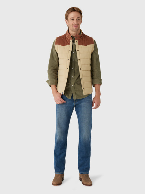 Criquet Men's Long Sleeve Corduroy Pearl Snap Shirt - Saint Bernard