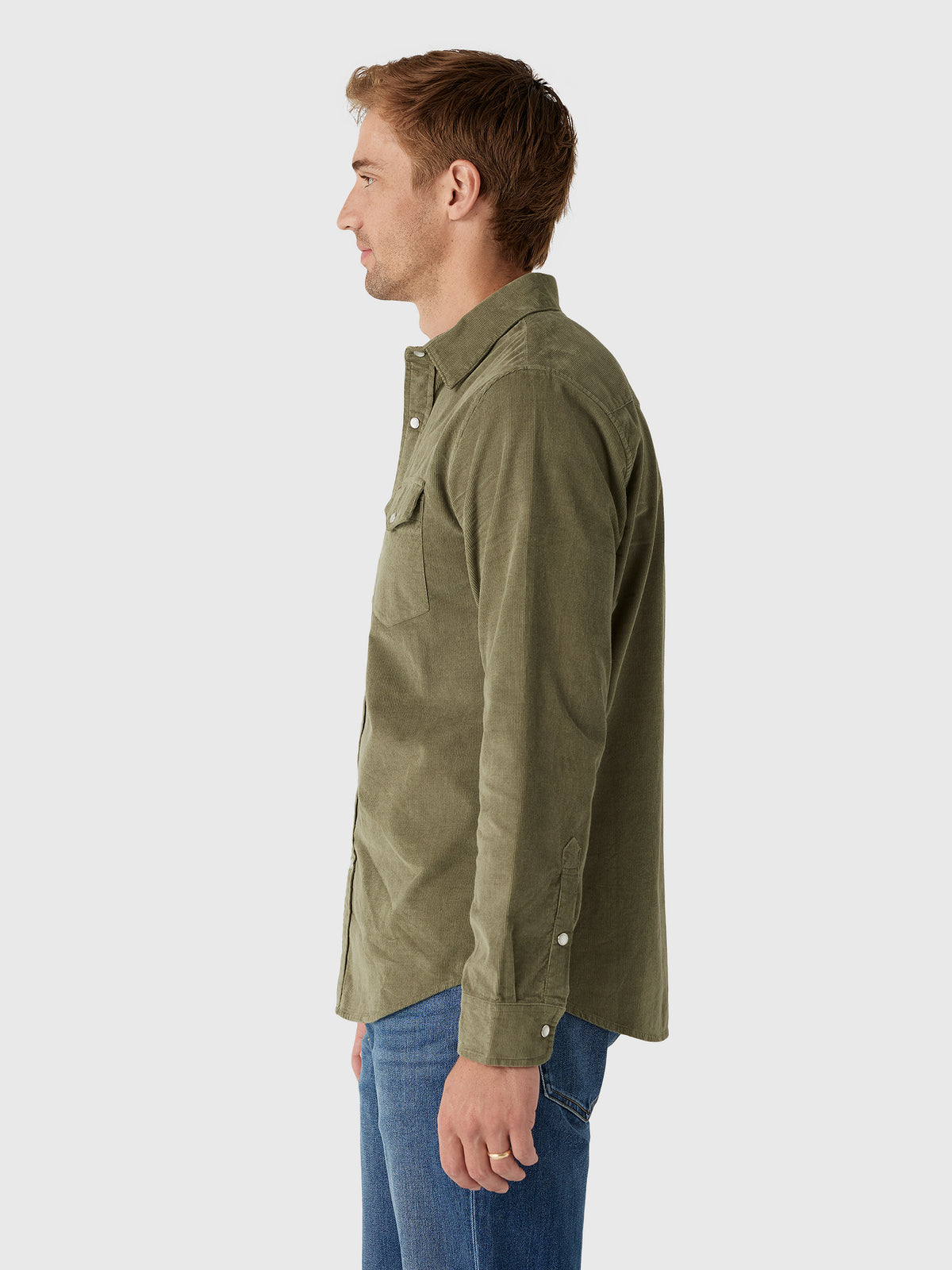 Criquet Men's Long Sleeve Corduroy Pearl Snap Shirt - Saint Bernard