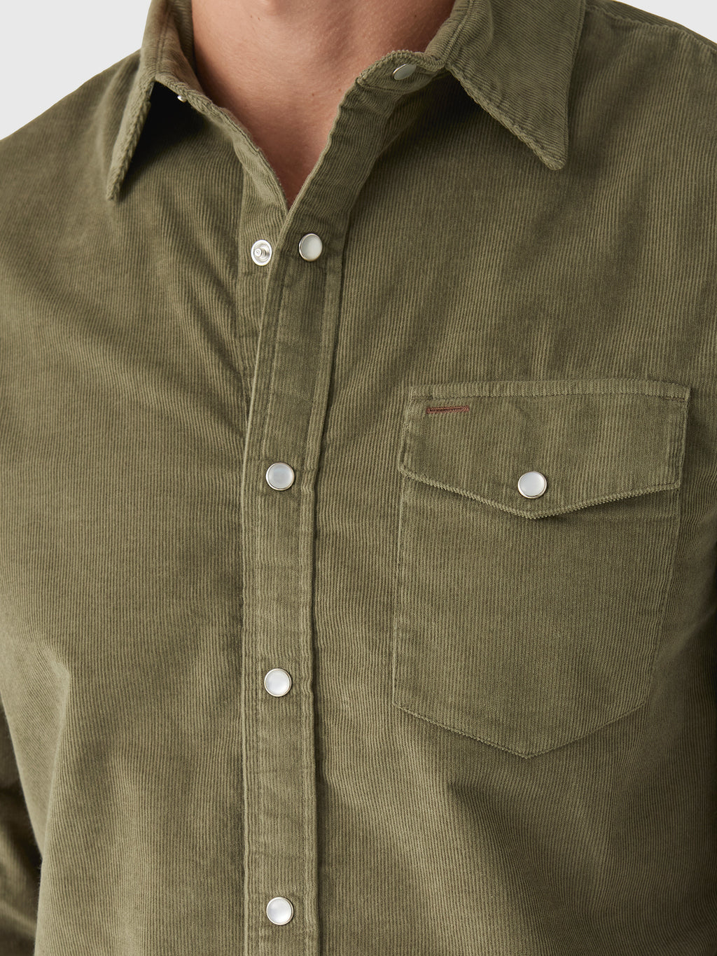 Criquet Men's Long Sleeve Corduroy Pearl Snap Shirt - Saint Bernard