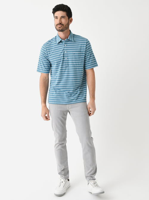 Criquet Men's Striped Performance Players Polo