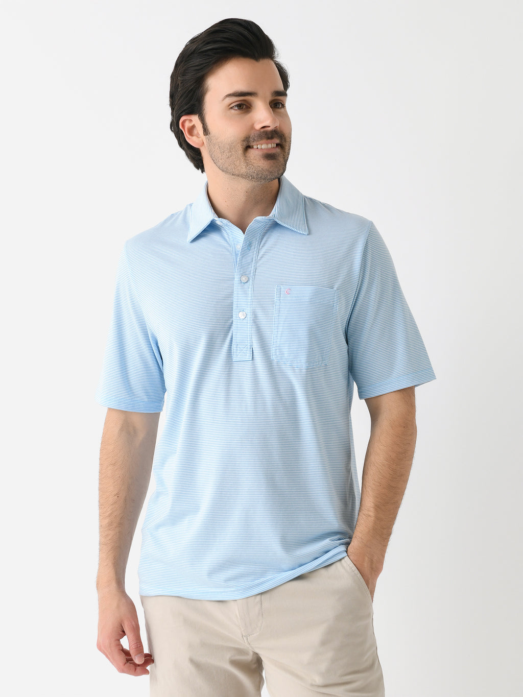 Criquet Men's Striped Performance Players Polo - Saint Bernard