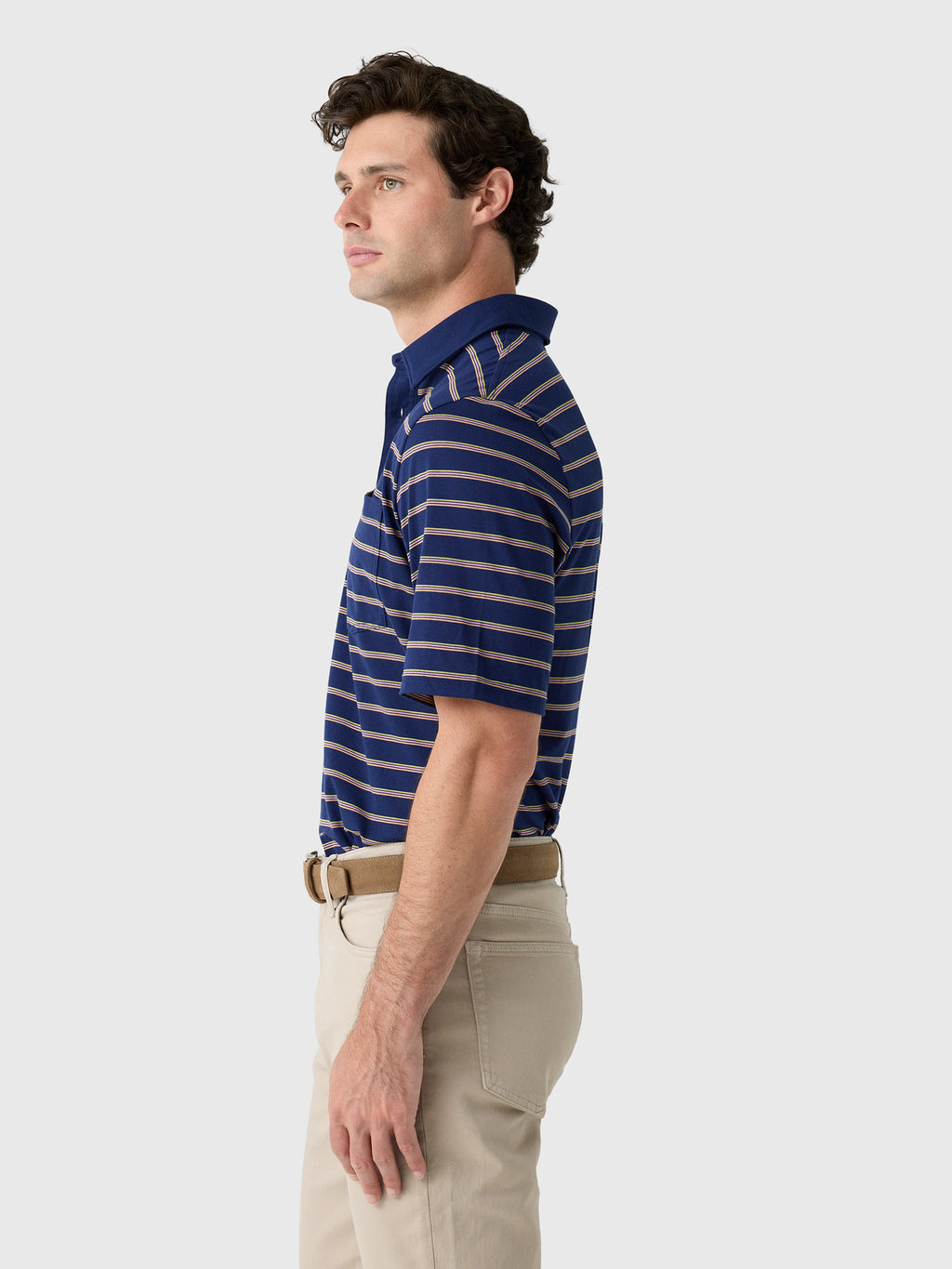 Criquet Men's Lee Stripe Performance Players Polo - Saint Bernard