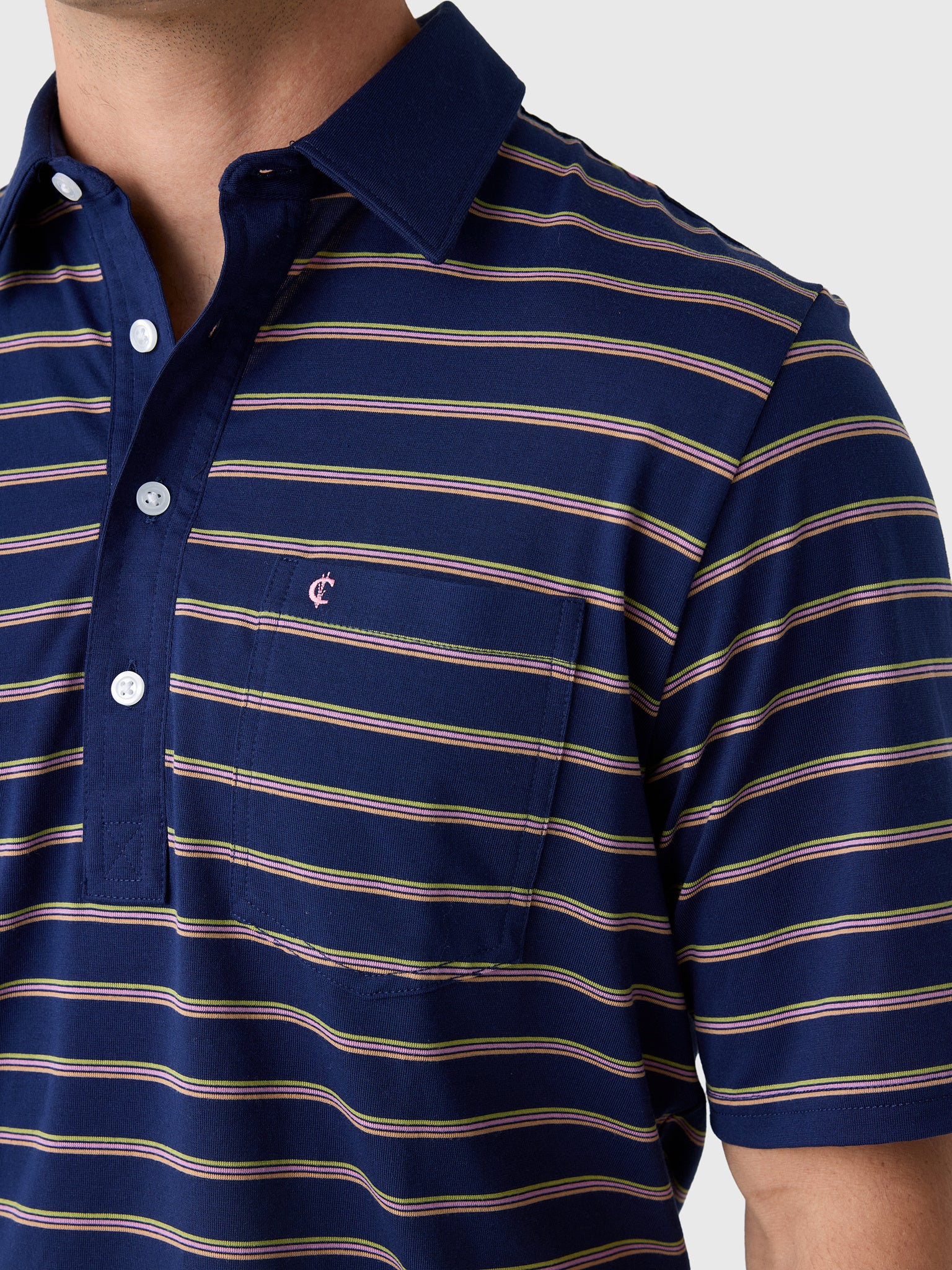 Criquet Men's Lee Stripe Performance Players Polo - Saint Bernard