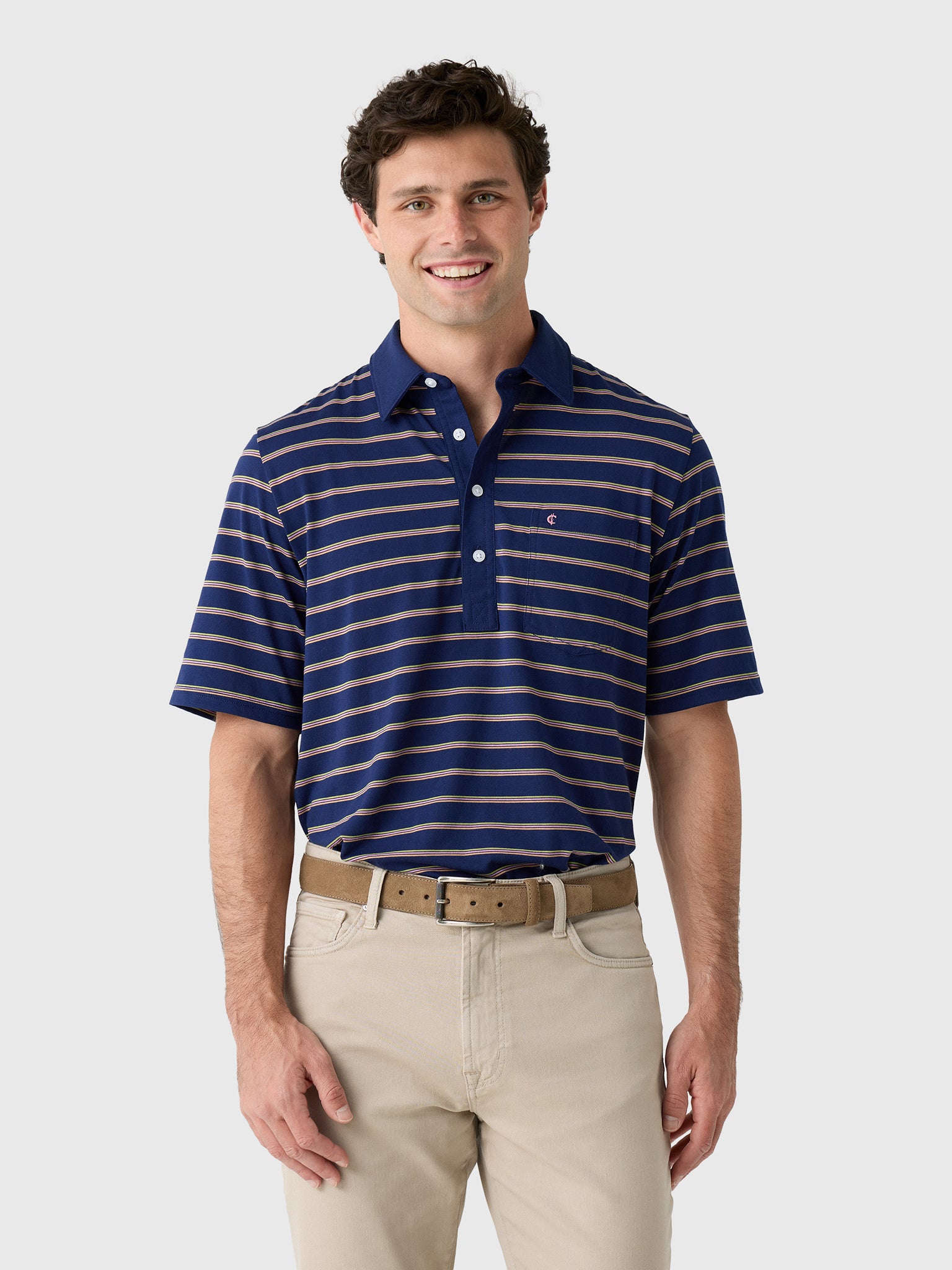 Criquet Men's Lee Stripe Performance Players Polo - Saint Bernard