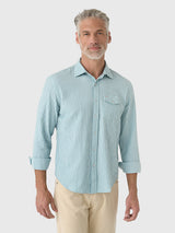 Criquet Men's Long Sleeve Seersucker Performance Pearl Snap Shirt - Saint Bernard