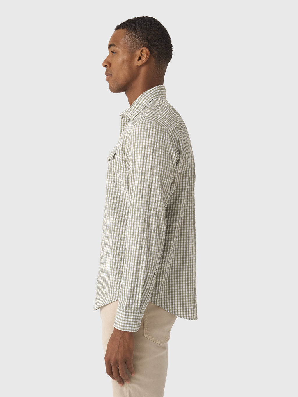Criquet Men's Long Sleeve Seersucker Performance Pearl Snap Shirt - Saint Bernard