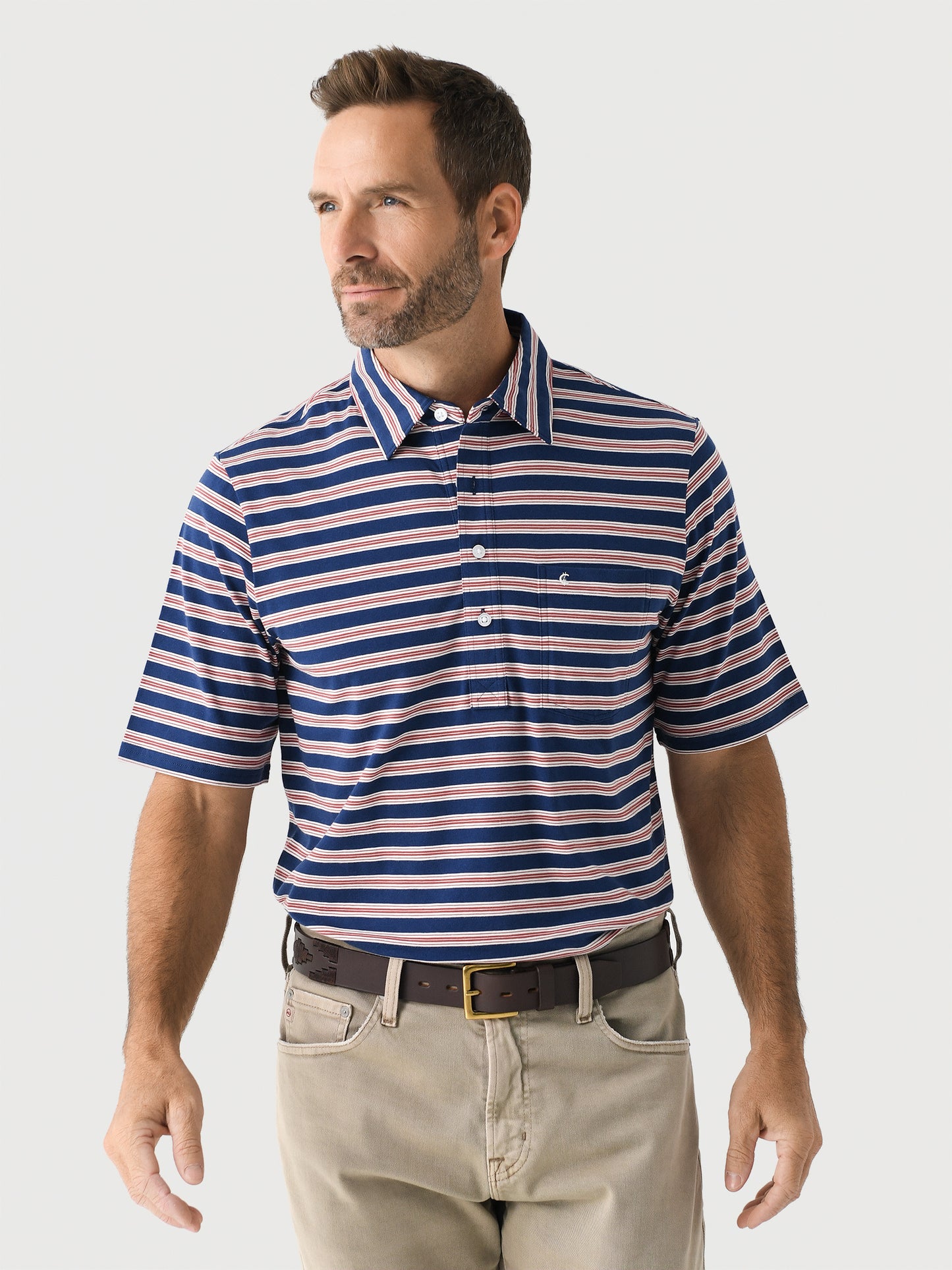Criquet Men's Striped Top Shelf Players Polo - Saint Bernard