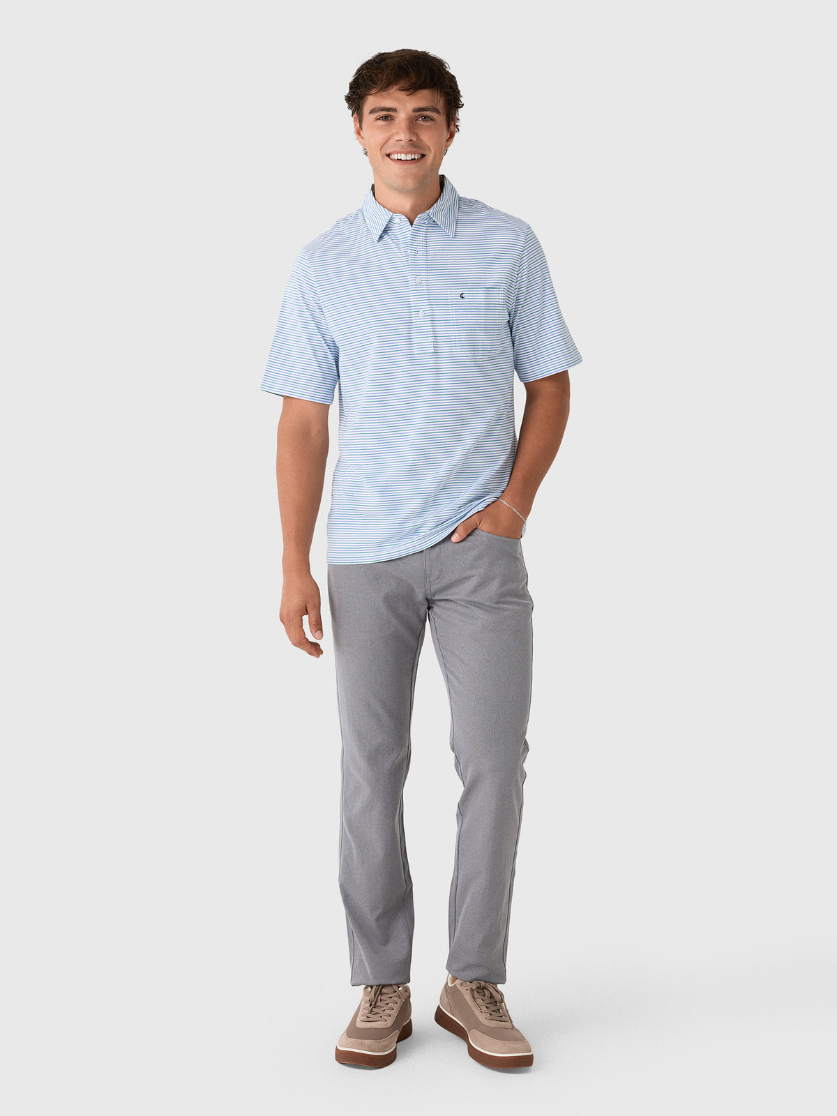 Criquet Men's Stewart Stripe Top Shelf Players Polo - Saint Bernard