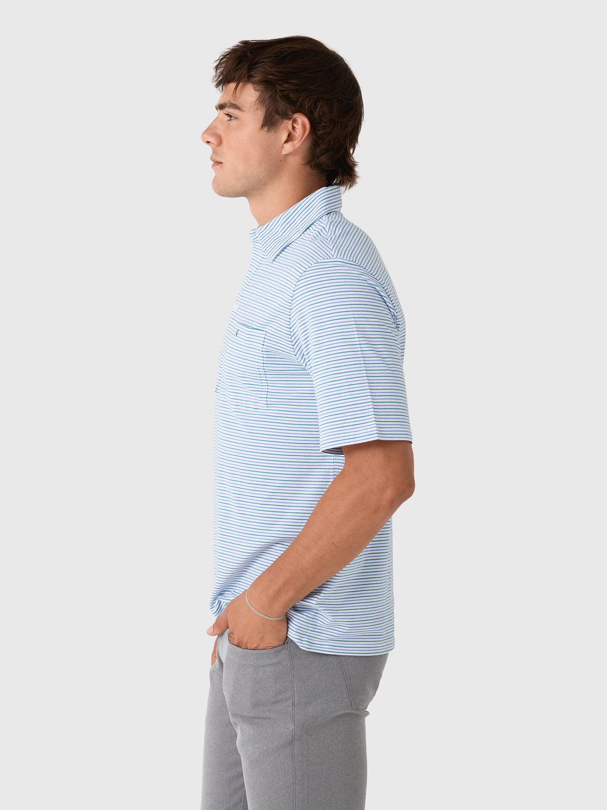 Criquet Men's Stewart Stripe Top Shelf Players Polo - Saint Bernard