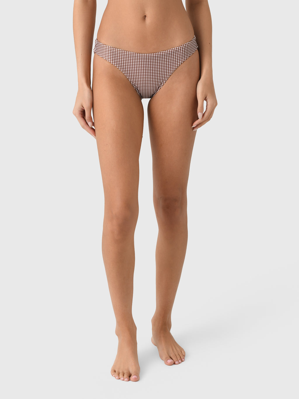 Minnow Women's Cocoa Gingham Low Waist Bikini Bottom - Saint Bernard