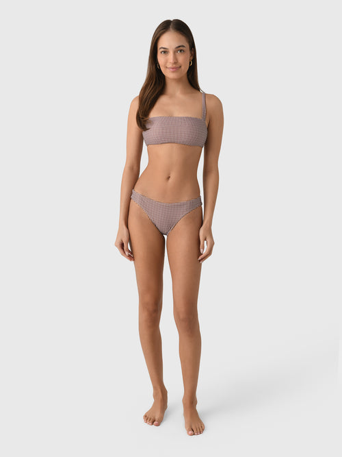 Minnow Women's Cocoa Gingham Bandeau Bikini Top