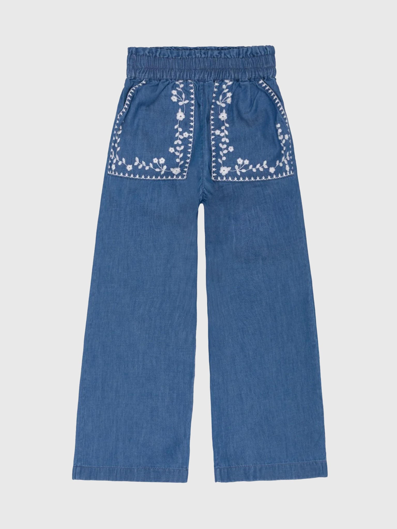 Minnow Girls' Chambray Embroidered Pant - Saint Bernard