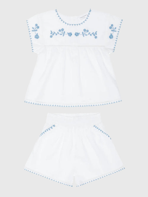 Minnow Girls' Embroidered Cap Sleeve Top & Short Set