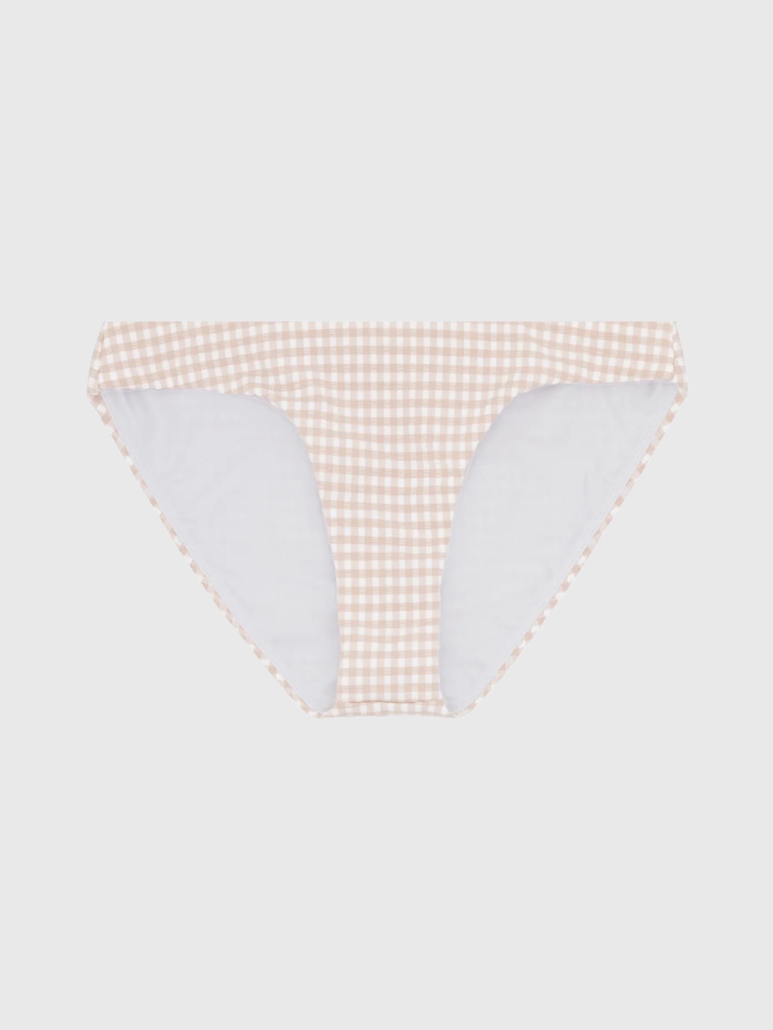 Minnow Women's Brown Gingham Crinkle Low Waist Bikini Bottom - Saint Bernard
