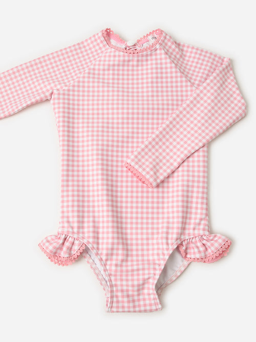 Minnow Girls' Rash Guard One-Piece Swimsuit