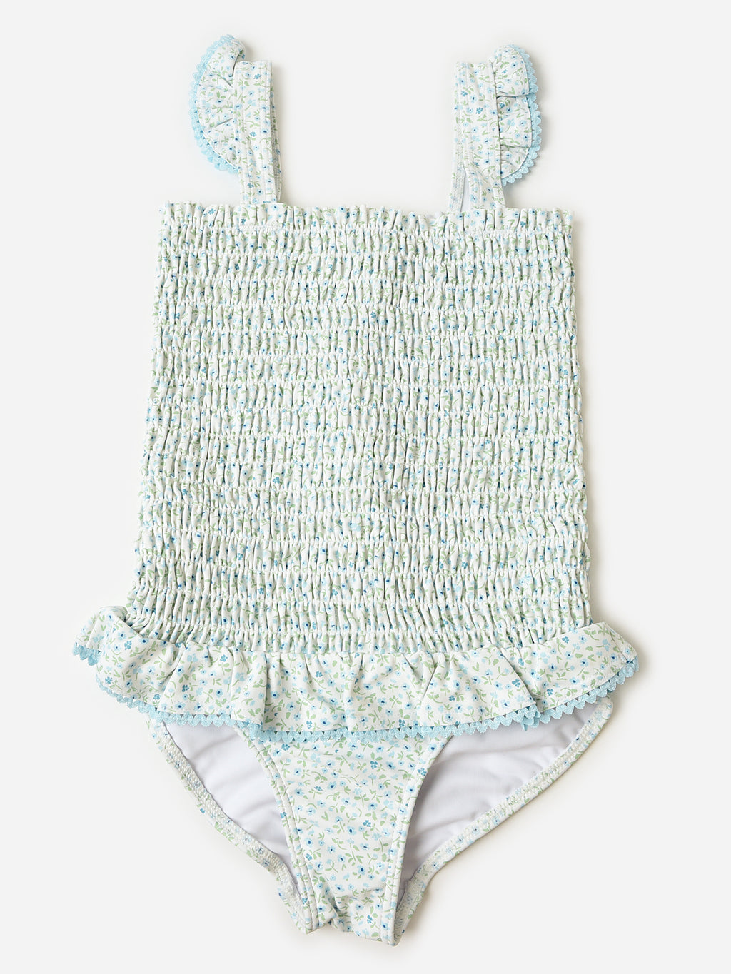 Minnow Girls' Ruffle Skirt Smocked One-Piece Swimsuit - Saint Bernard