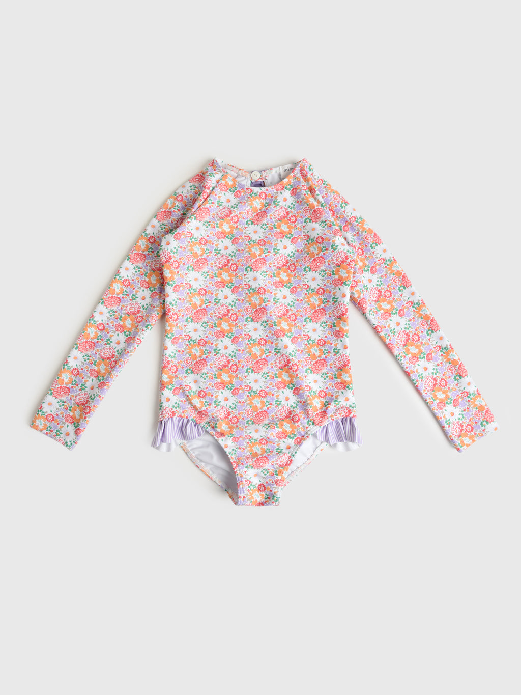 Minnow Girls' Island Blossom Rash Guard One-Piece Swimsuit - Saint Bernard