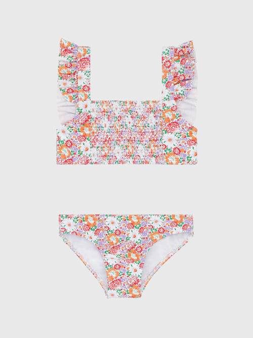 Minnow Girls' Smocked Ruffle Strap Bikini Set