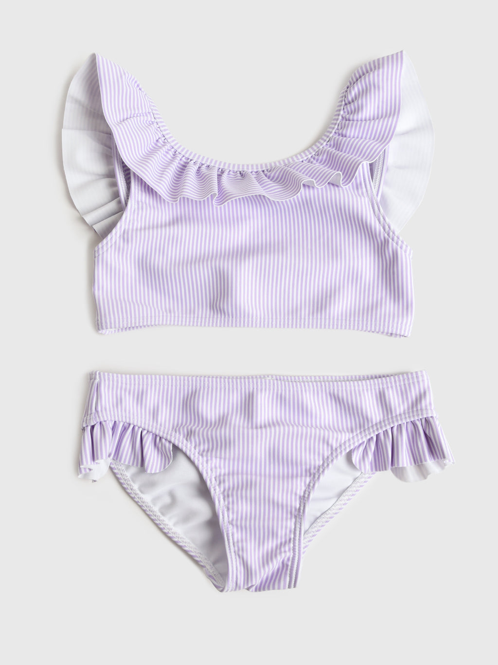 Minnow Girls' Stripe Ruffle Neck Bikini Set - Saint Bernard