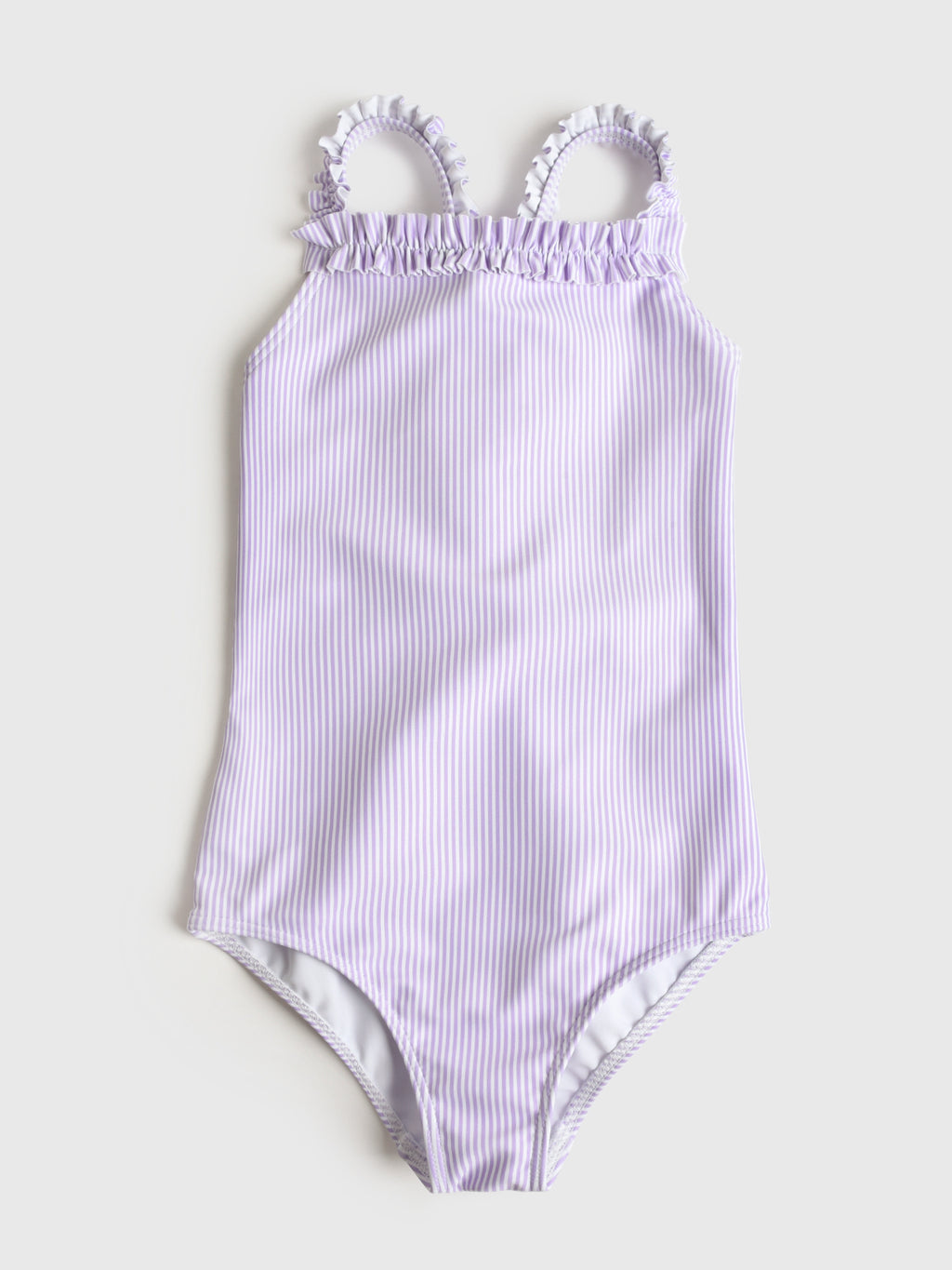 Minnow Girls' Stripe Ruched Strap One-Piece Swimsuit - Saint Bernard