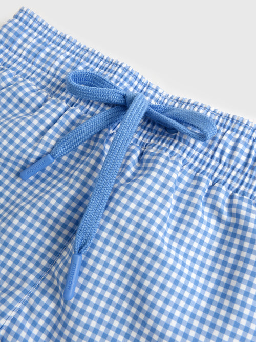 Minnow Boys' Sky Blue Gingham Boardie Short