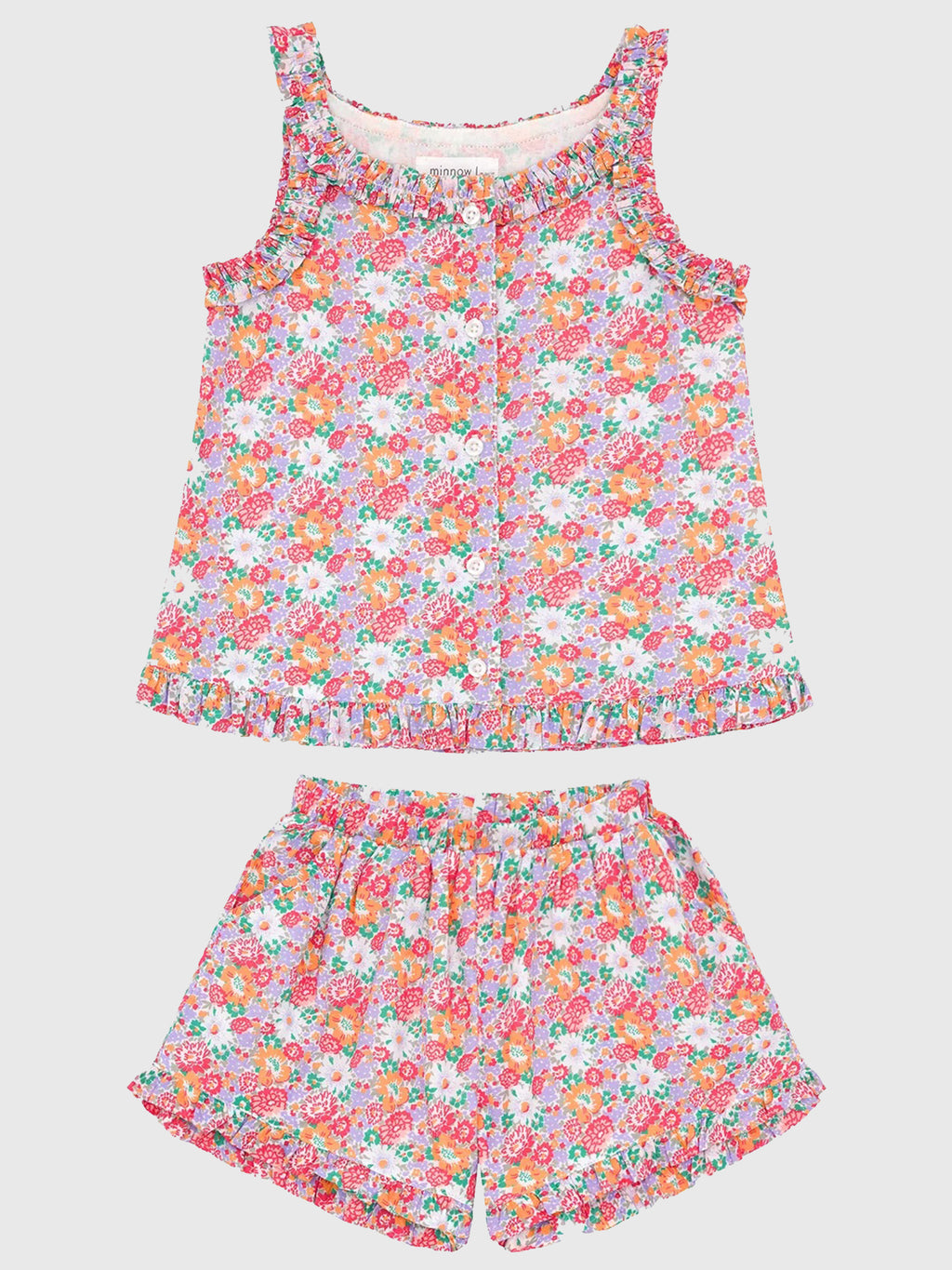 Minnow Girls' Ruffle Tank + Short Set - Saint Bernard