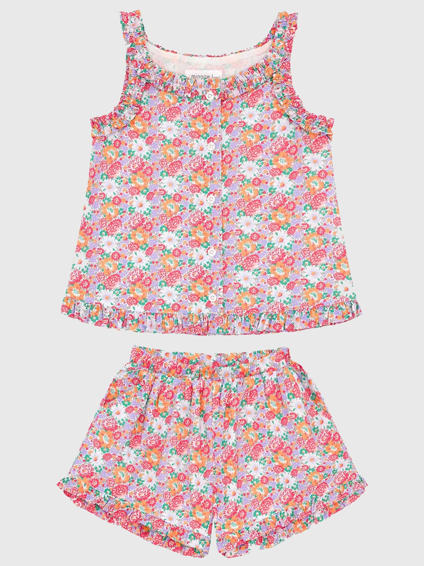 Minnow Girls' Ruffle Tank + Short Set - Saint Bernard