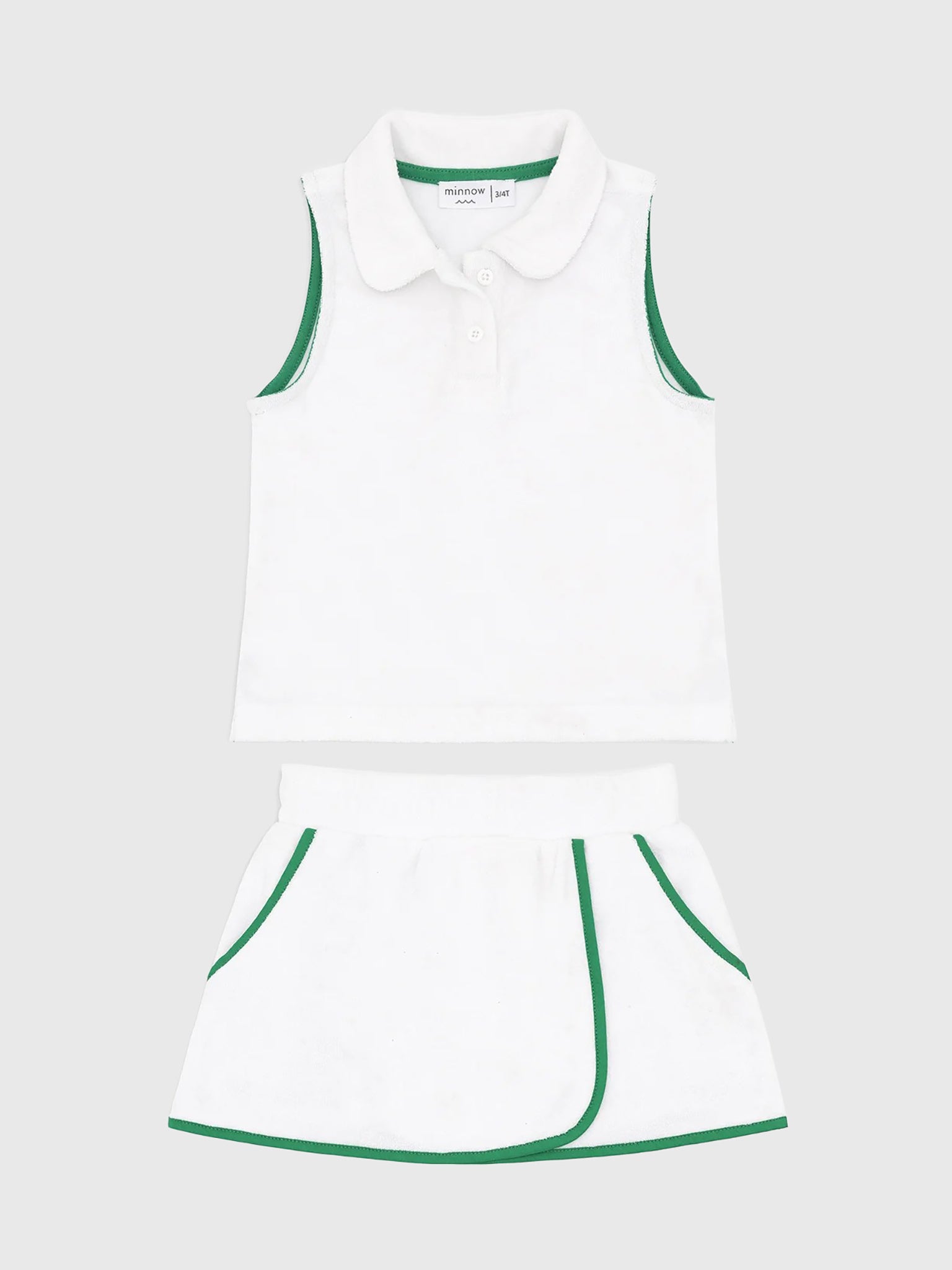 Minnow Girls' French Terry Tennis Tank Top + Skort Set - Saint Bernard