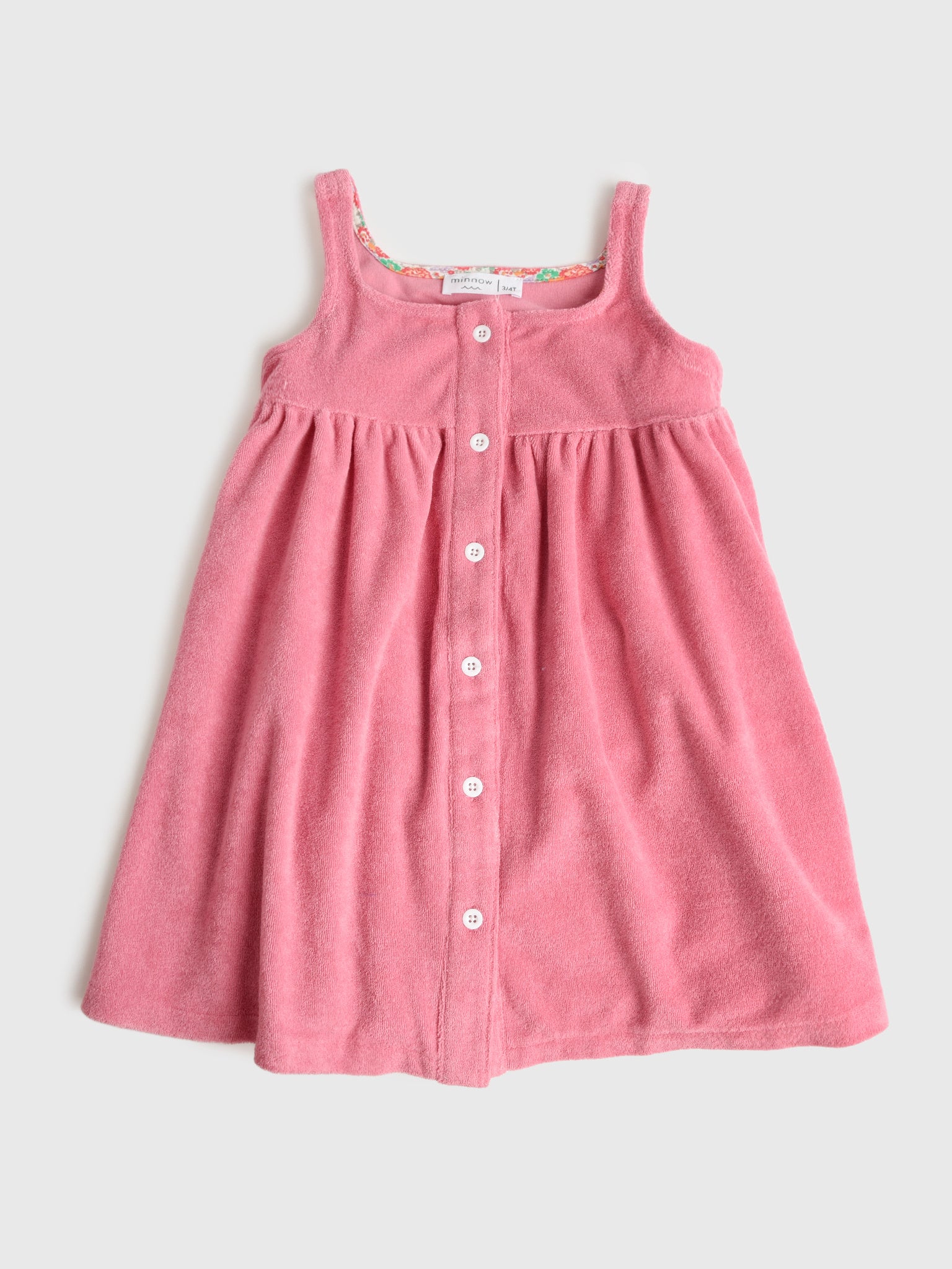 Minnow Girls' French Terry Square Neck Button-Up Dress - Saint Bernard