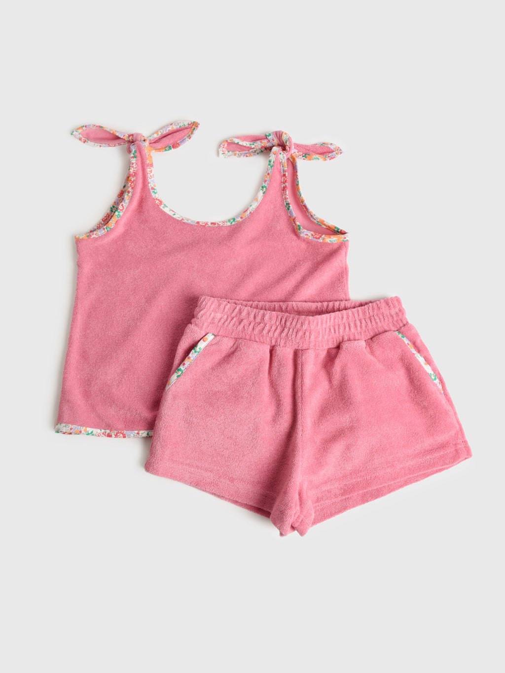 Minnow Girls' French Terry Tie-Knot Tank Top Set - Saint Bernard
