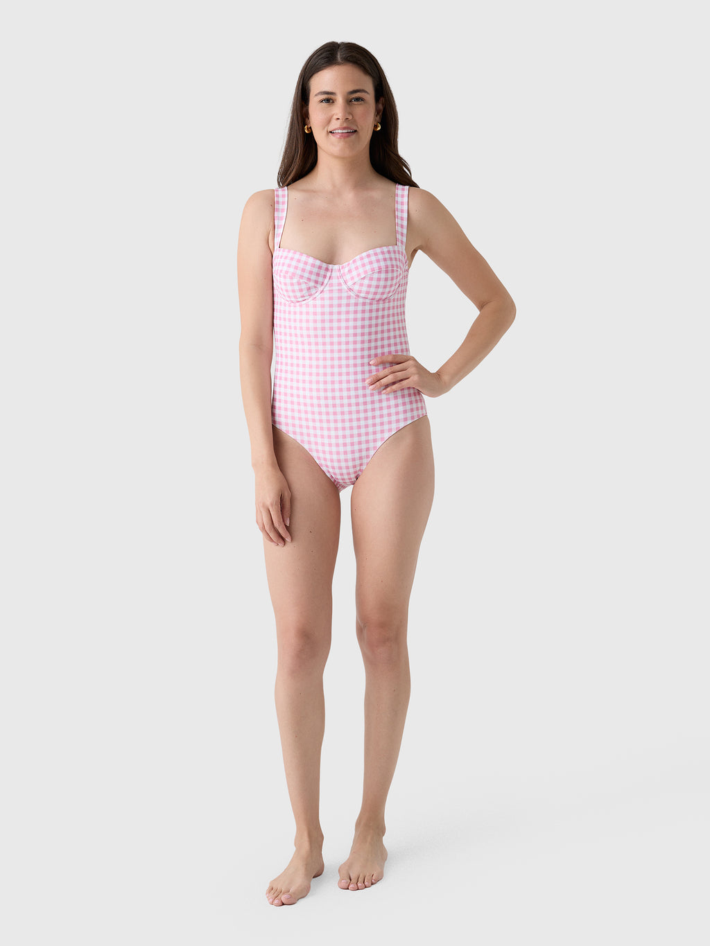 Minnow Women's Blush Gingham One-Piece Swimsuit - Saint Bernard