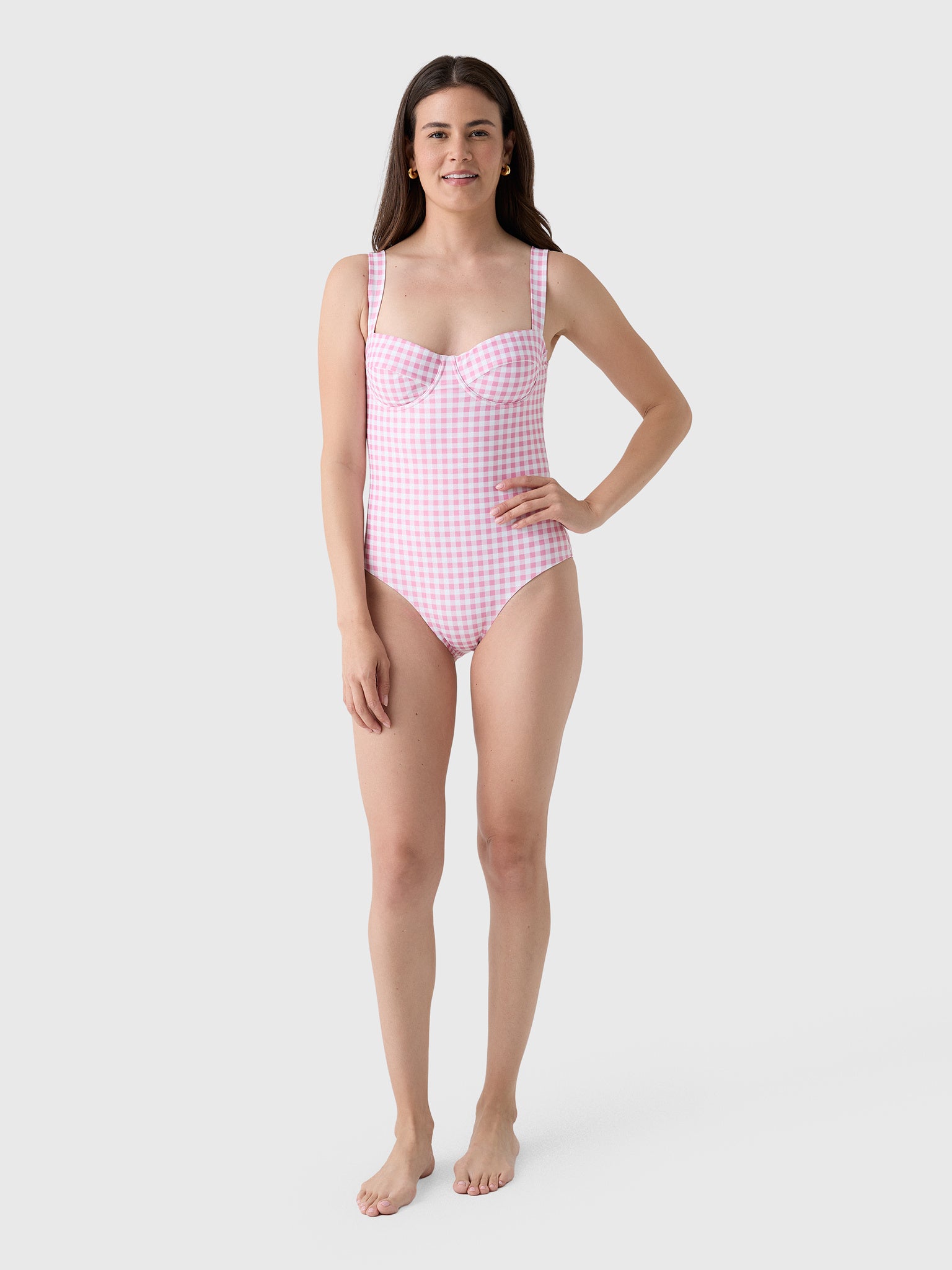Minnow Women's Blush Gingham One-Piece Swimsuit - Saint Bernard