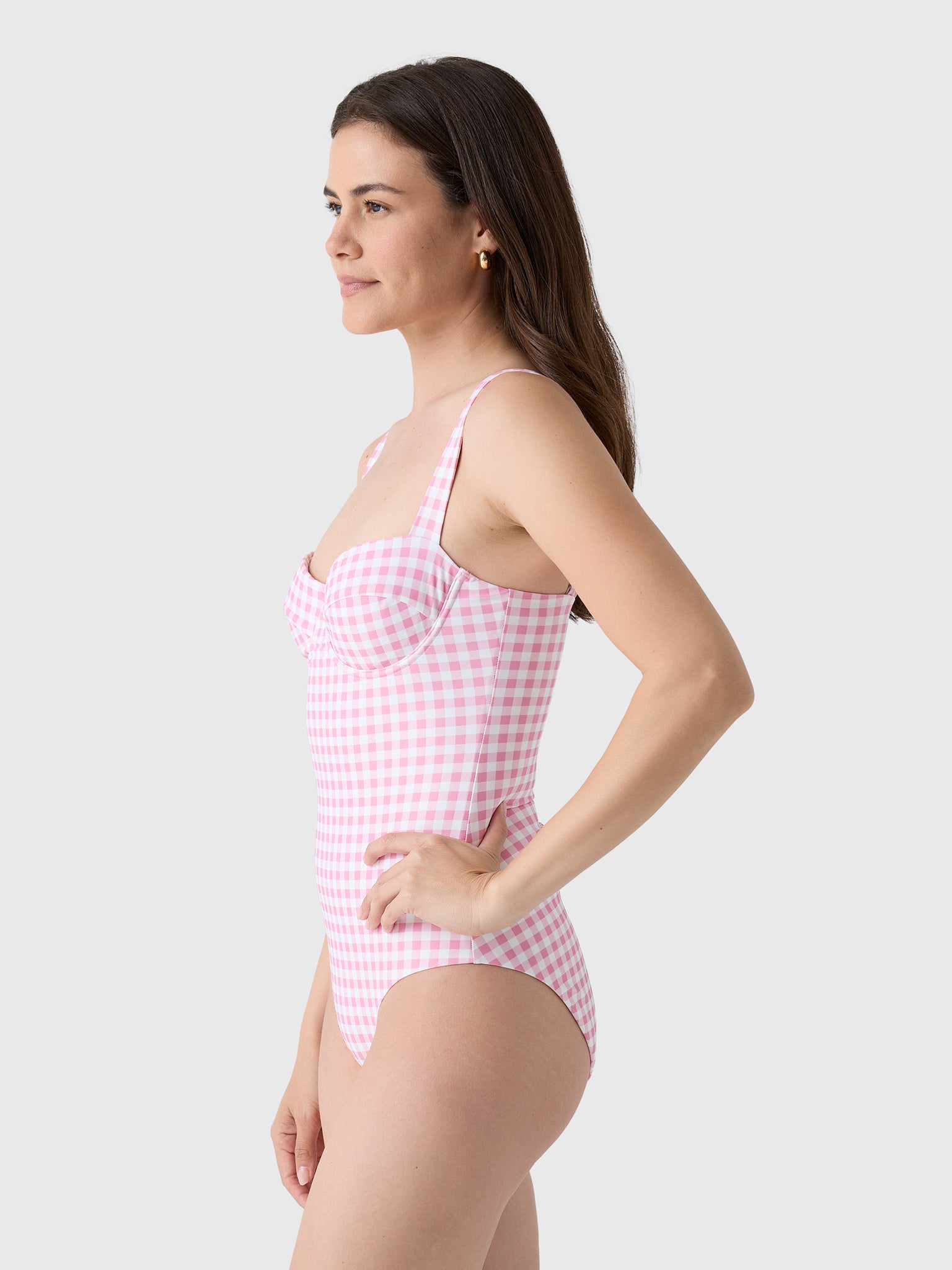 Minnow Women's Blush Gingham One-Piece Swimsuit - Saint Bernard