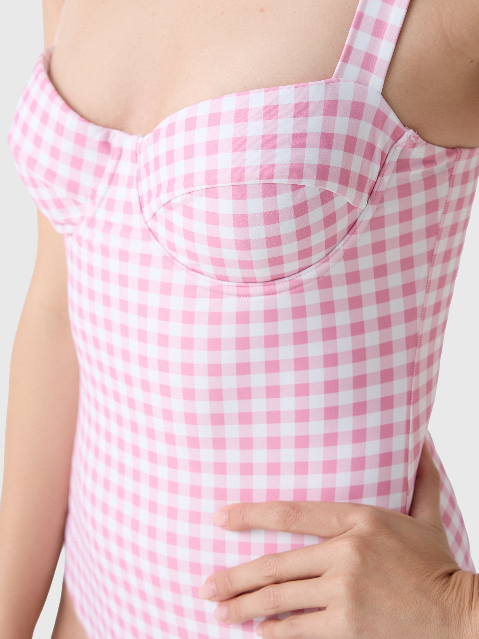 Minnow Women's Blush Gingham One-Piece Swimsuit - Saint Bernard
