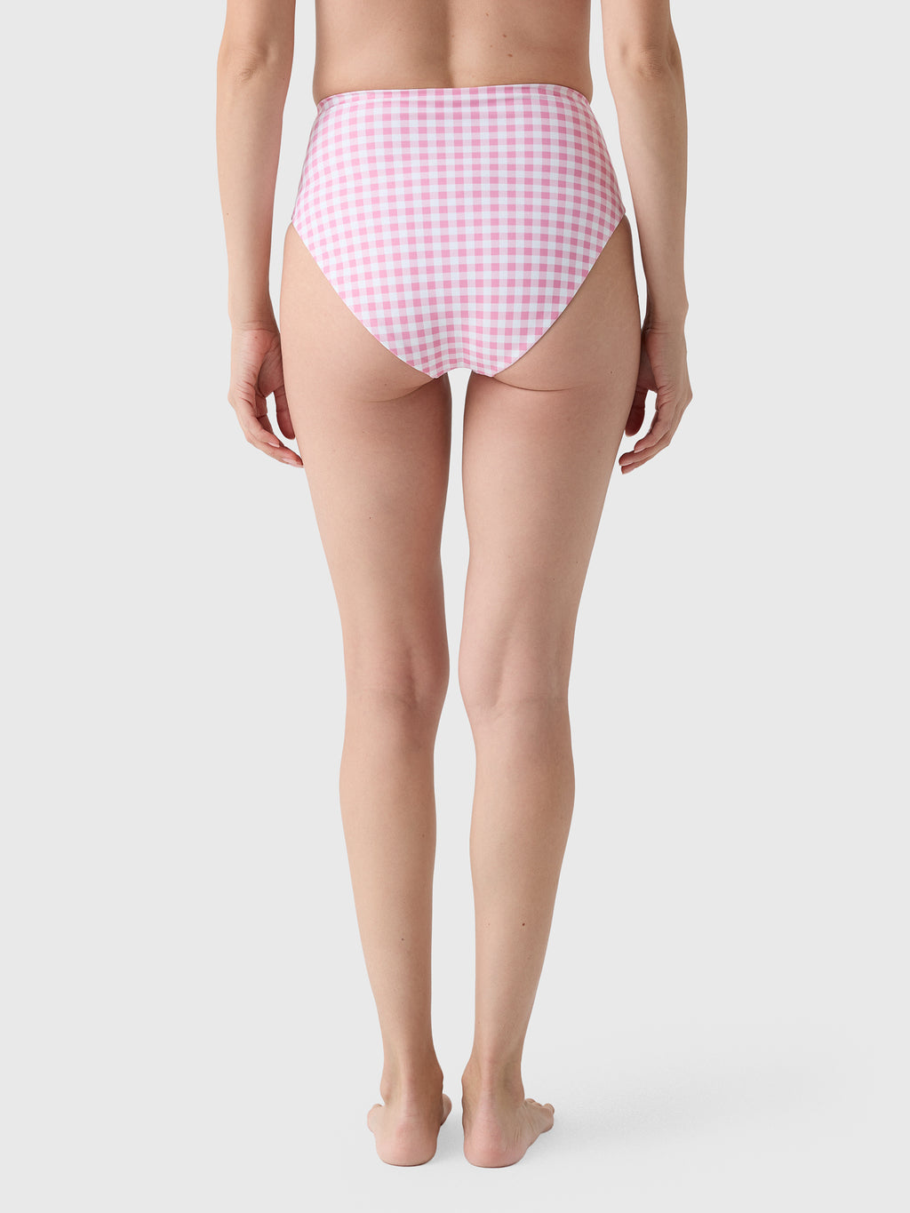 Minnow Women's Blush Gingham High Waist Bikini Bottom - Saint Bernard