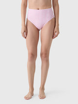 Minnow Women's Blush Gingham High Waist Bikini Bottom - Saint Bernard